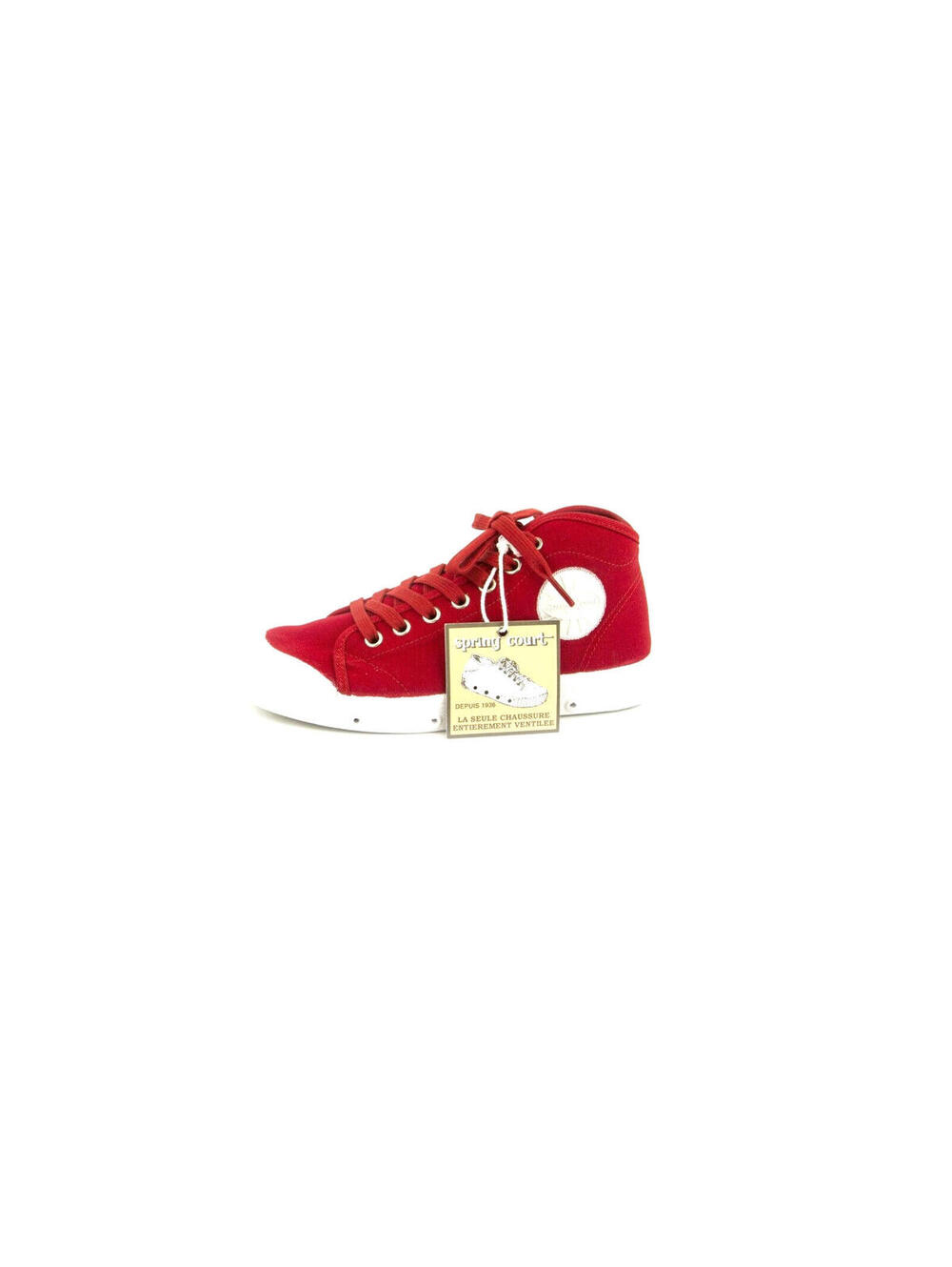 NEW SPRING COURT WOMENS B2 W RED CANVAS WHITE SOLE SNEAKERS US 5 / EU 36